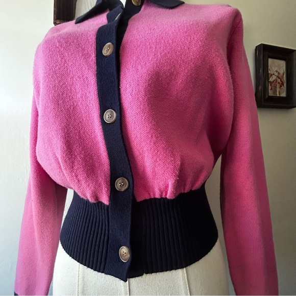 Anthropologie Maeve Cardigan Pink and Navy XS - Picture 11 of 15
